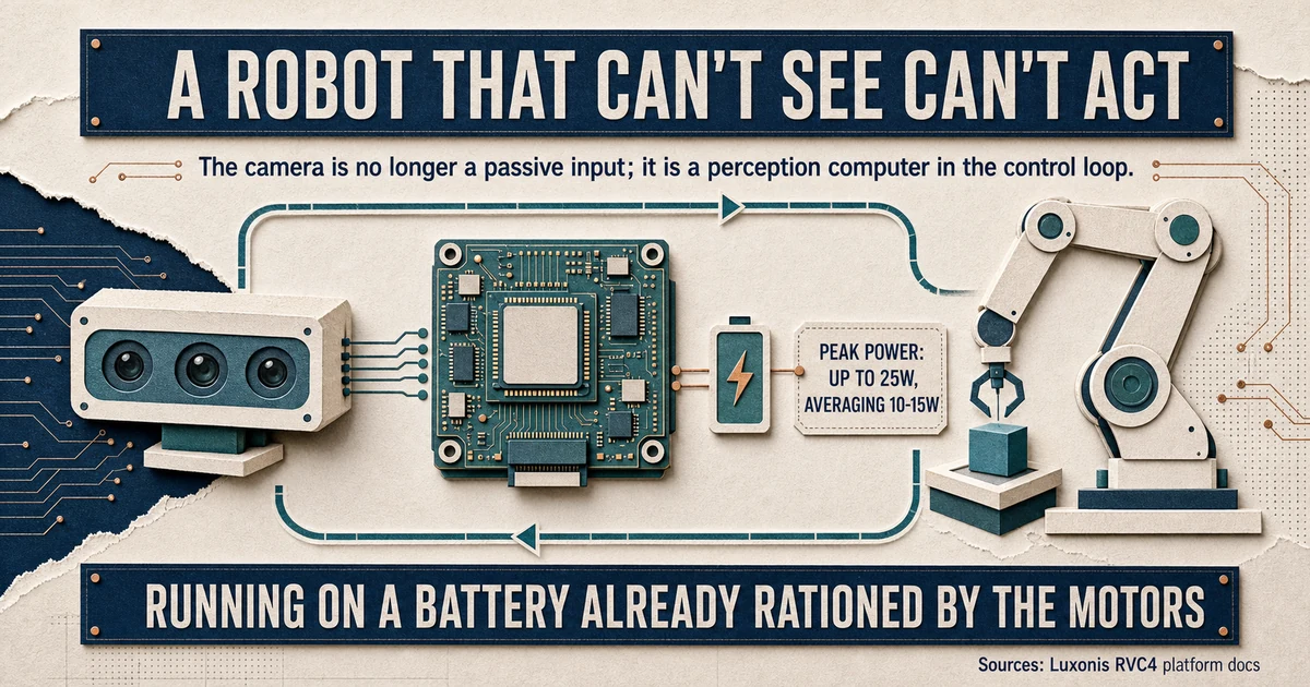 Depth camera and onboard perception computer feeding a robotic factory control loop.