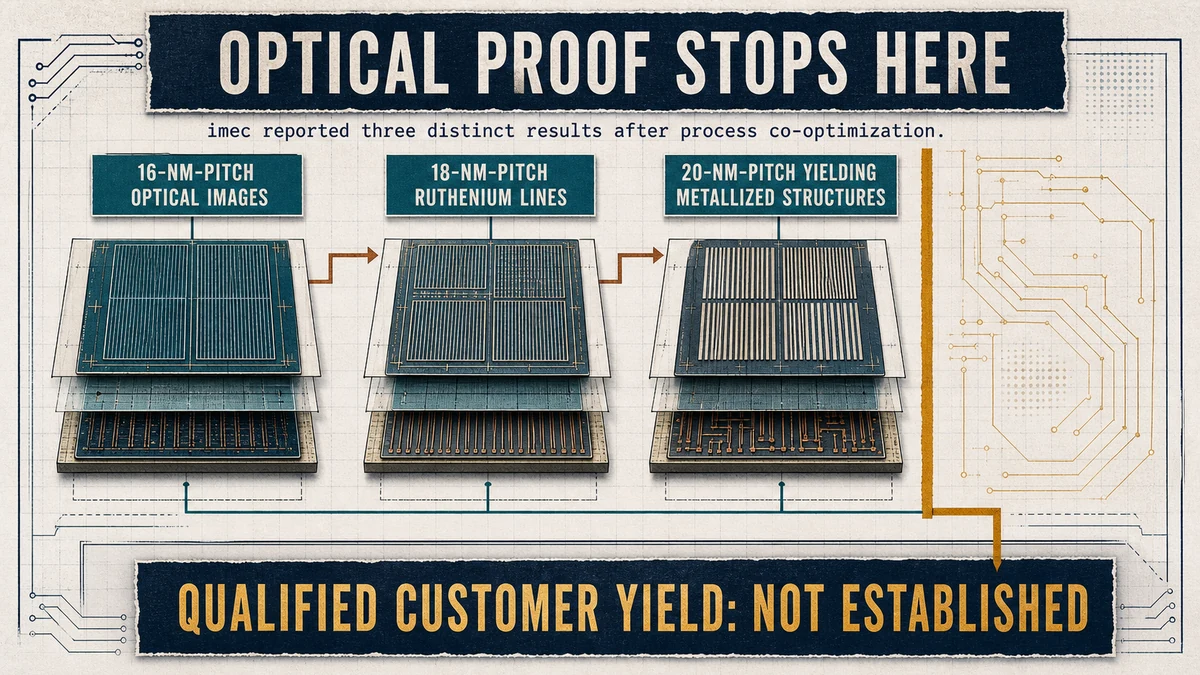 Three labeled High-NA line-pattern results end at an amber boundary labeled qualified customer yield not established.